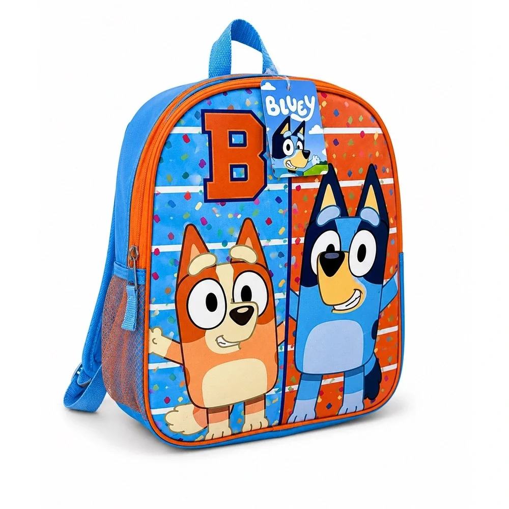 Bluey Bingo Kids Backpack School Bag‎ NWT Toddler Preschool Blue Orange 18